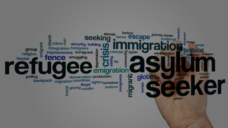 Asylum-seeker refugee migrant word cloud concept