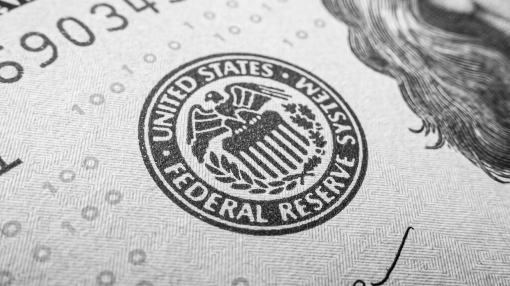 US Dollar Bill closeup black and white