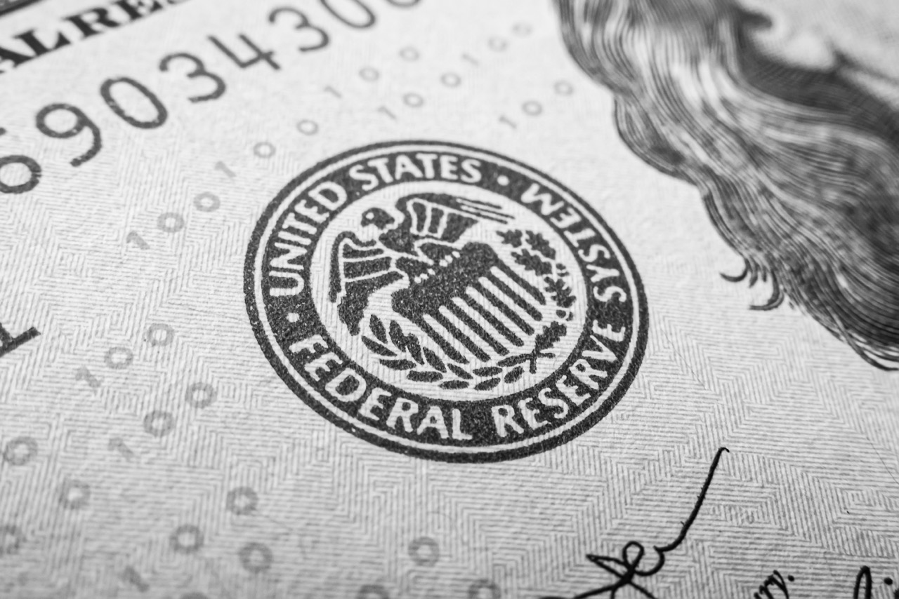 US Dollar Bill closeup black and white
